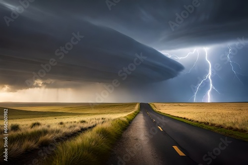 storm clouds over the road