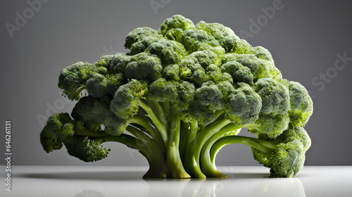Fresh, ripe and vibrant green broccoli, isolated, pristine look. Generative AI, Generative, AI