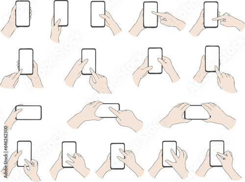 スマホを操作する手（画面部分透過）