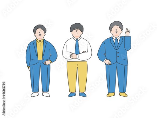 男性のビジネスパーソンのイラストセット　