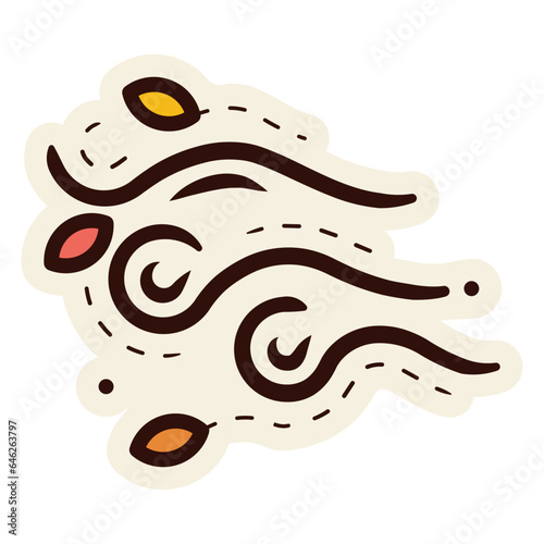 wind blowing leaves sticker
