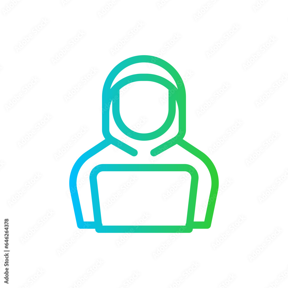 Hacker cyber security icon with blue and green gradient outline style. internet, computer, hacker, cyber, security, password, data. Vector Illustration Hacker cyber security icon with blue and green gradient outline style. internet, computer, hacker, cyber, security, password, data. Vector Illustration