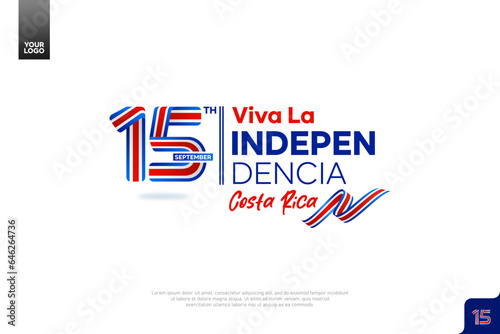 Costa Rica Independence Day logotype on September 15th with flag background photo