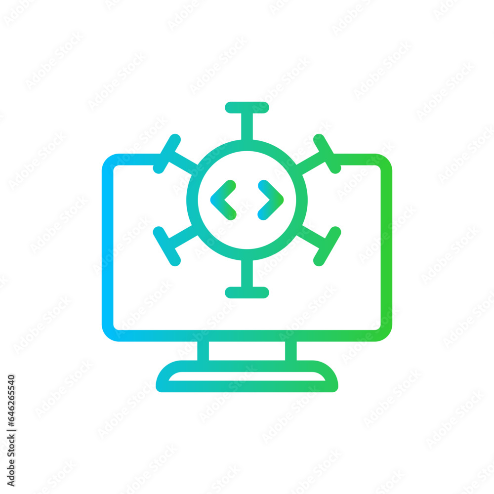 Virus cyber security icon with blue and green gradient outline style. virus, medical, medicine, health, disease, sign, infection. Vector Illustration Virus cyber security icon with blue and green gradient outline style. virus, medical, medicine, health, disease, sign, infection. Vector Illustration