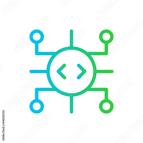 Cyber security cyber security icon with blue and green gradient outline style. security, protection, cyber, safety, password, technology, secure. Vector Illustration