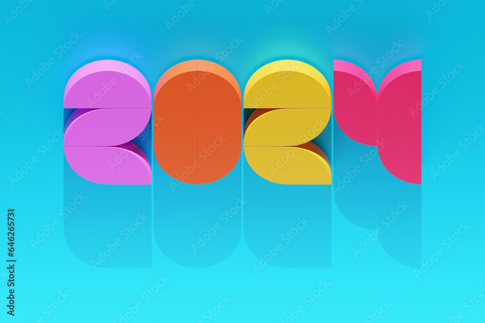 3D illustration inscription 2024 on a blue background. Changeability of years. Illustration of the symbol of the new year. 3D illustration inscription 2024 on a blue background. Changeability of years. Illustration of the symbol of the new year.