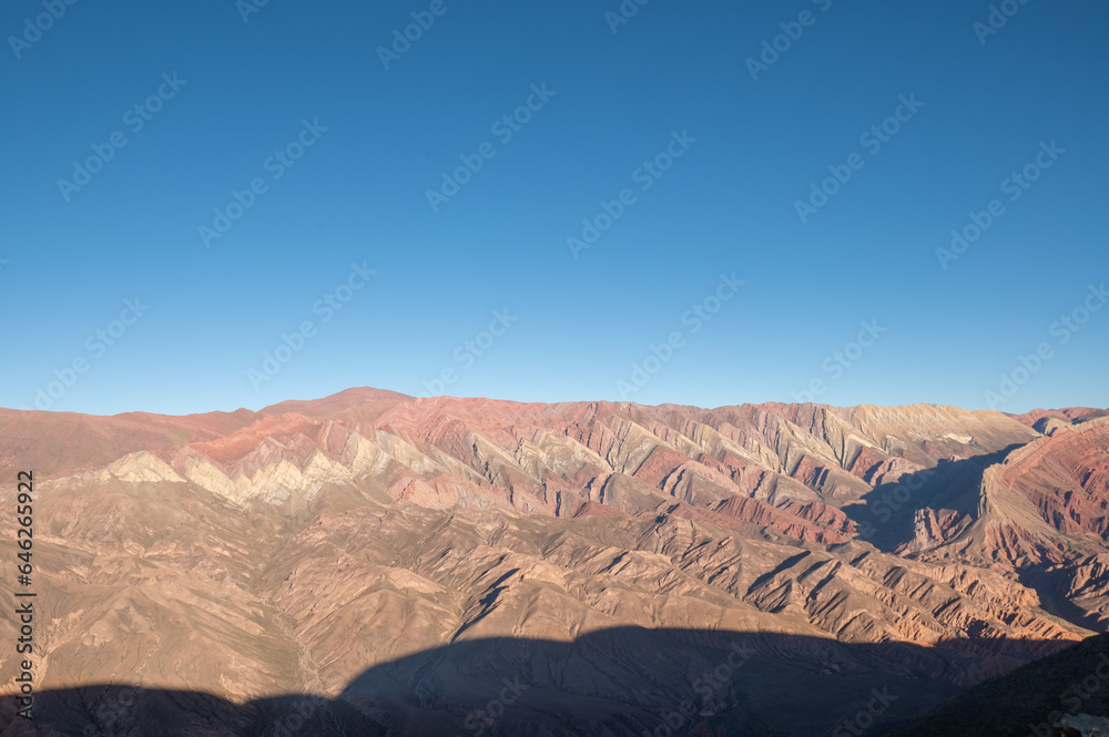 Serranía de Hornocal, the hill of the fourteen colors in the Quebrada de Humahuaca, Jujuy, Argentina.