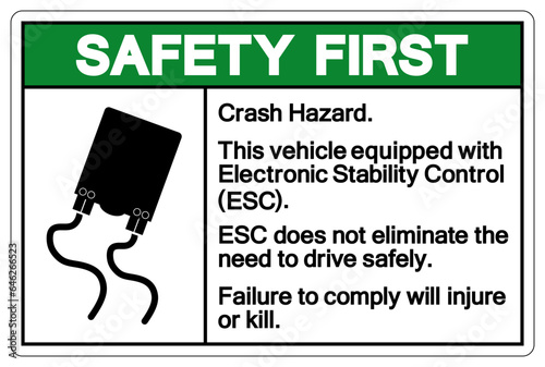 Safety First Slippery Road Traffic Sign,Vector Illustration, Isolate On White Background Label. EPS10