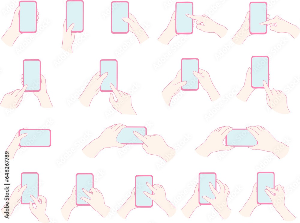 スマホを操作する手(ピンク) スマホを操作する手(ピンク)