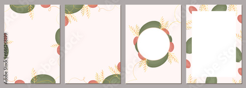 abstract watercolor geometric with golden leaf lines universal artistic templates in set