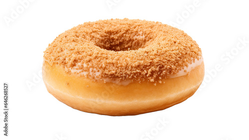 Glazed donut with cinnamon powder isolated on transparent or white background
