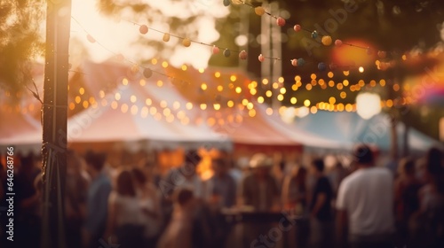 Outdoor party with festoon lights and large tent