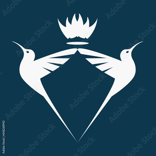 hummingbird colibri bird decorative shield logo template