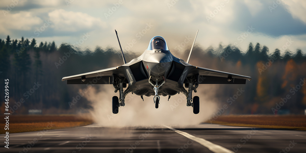 Ilustração do Stock: futuristic jet stealth fighter flying in the sky ...