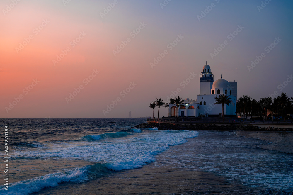 Island Mosque, Jeddah, during sunset