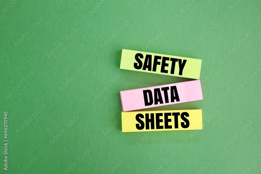 colored paper with the word SAFETY DATA SHEETS (SDS). Safety & Health