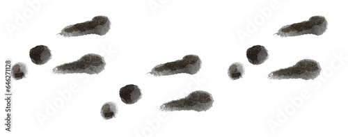 Brown rabbit paw prints.Hand drawn watercolor illustration on white background for design of cards, fabric prints, posters