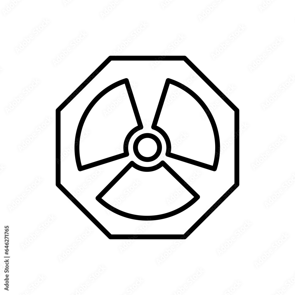 Radiation safety icon with black outline sign, radiator, radiation, energy, equipment, pictogram, heater. Vector illustration Radiation safety icon with black outline sign, radiator, radiation, energy, equipment, pictogram, heater. Vector illustration