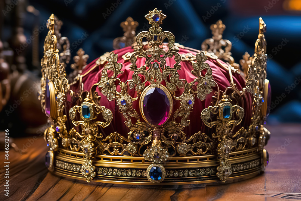 Golden crown with precious stones.
