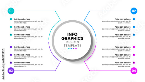 Infographic template. Circle with 4 steps and points