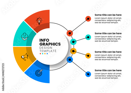 Infographic template. Semicircle with 4 steps and icons