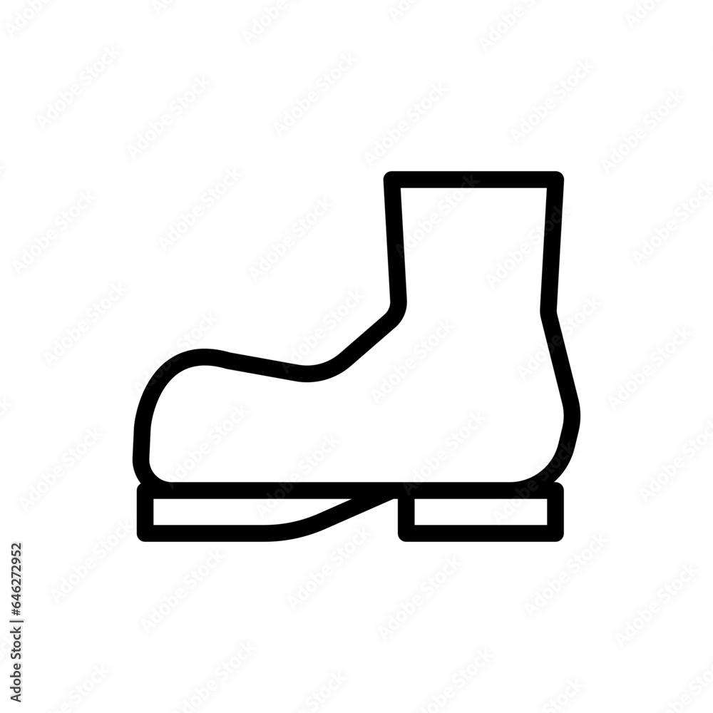 Safety boots safety icon with black outline style. safety, protective, protection, sign, wear, equipment, work. Vector Illustration Safety boots safety icon with black outline style. safety, protective, protection, sign, wear, equipment, work. Vector Illustration