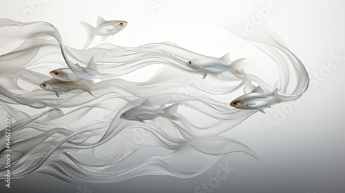 A minimalist fish design using intersecting curves, creating a sense of fluidity and motion.