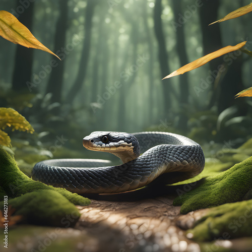 Wild snake nest - Deep forest (ai generative)