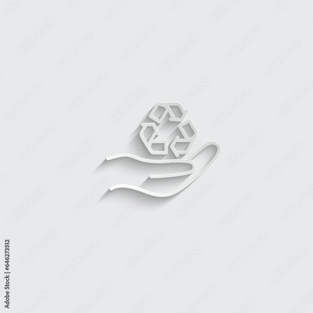 hand holds recycling sign icon vector eco ecology sign recycle icon