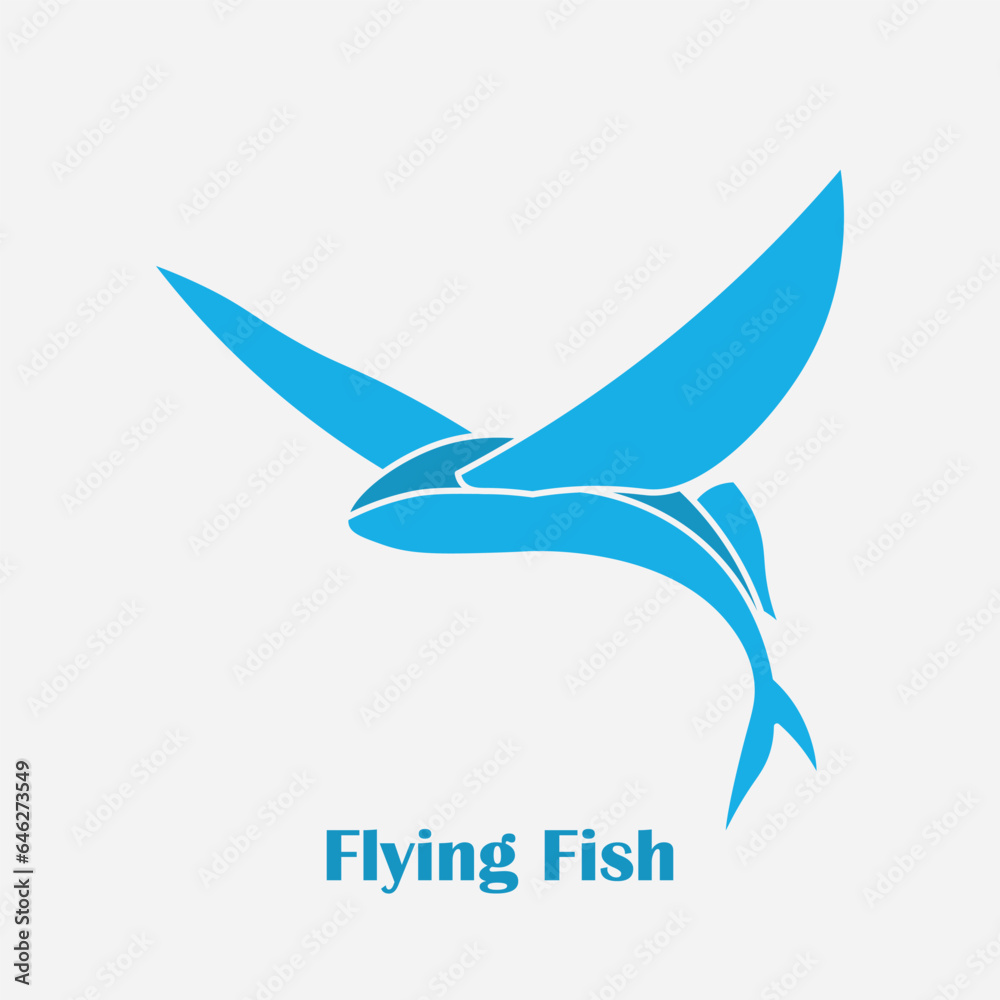 Naklejka premium Flying fish vector logo design