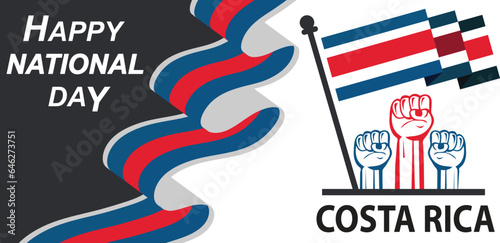 Costa Rica national day banner with map, flag colors , abstract modern design. abstract modern design. Costa Rica celibration day..eps photo