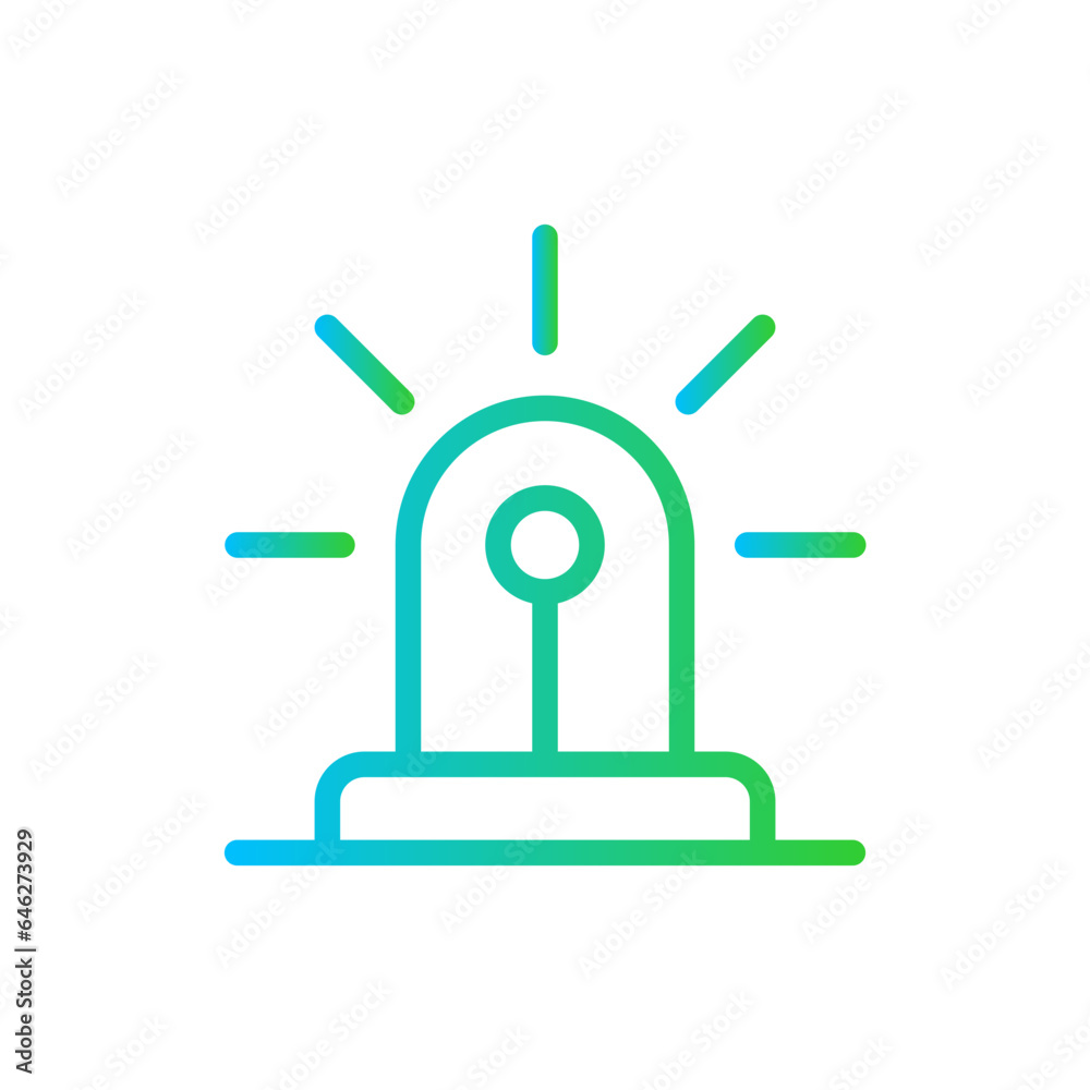 Siren safety icon with blue and green gradient outline. siren, symbol, alert, alarm, isolated, signal. Vector illustration Siren safety icon with blue and green gradient outline. siren, symbol, alert, alarm, isolated, signal. Vector illustration