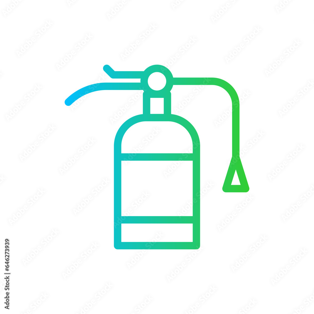 Fire extinguisher safety icon with blue and green gradient outline. fire, symbol, sign, danger, extinguisher, protection, safety. Vector illustration Fire extinguisher safety icon with blue and green gradient outline. fire, symbol, sign, danger, extinguisher, protection, safety. Vector illustration