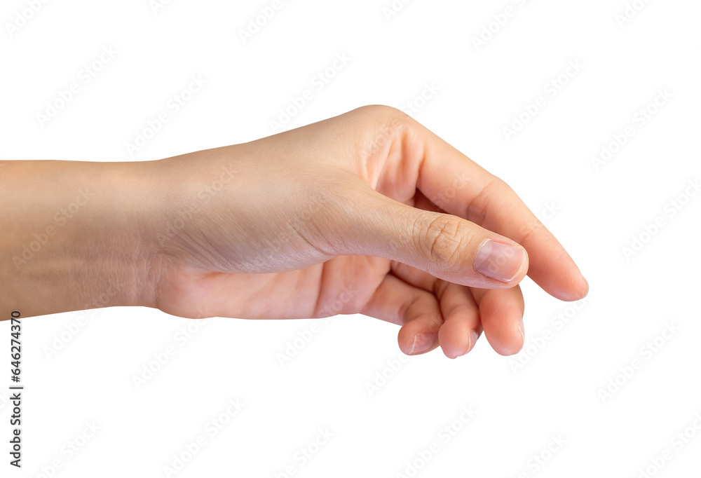 Hand touching or pointing on isolated background.