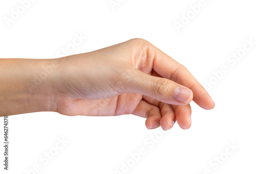 Hand touching or pointing on isolated background.