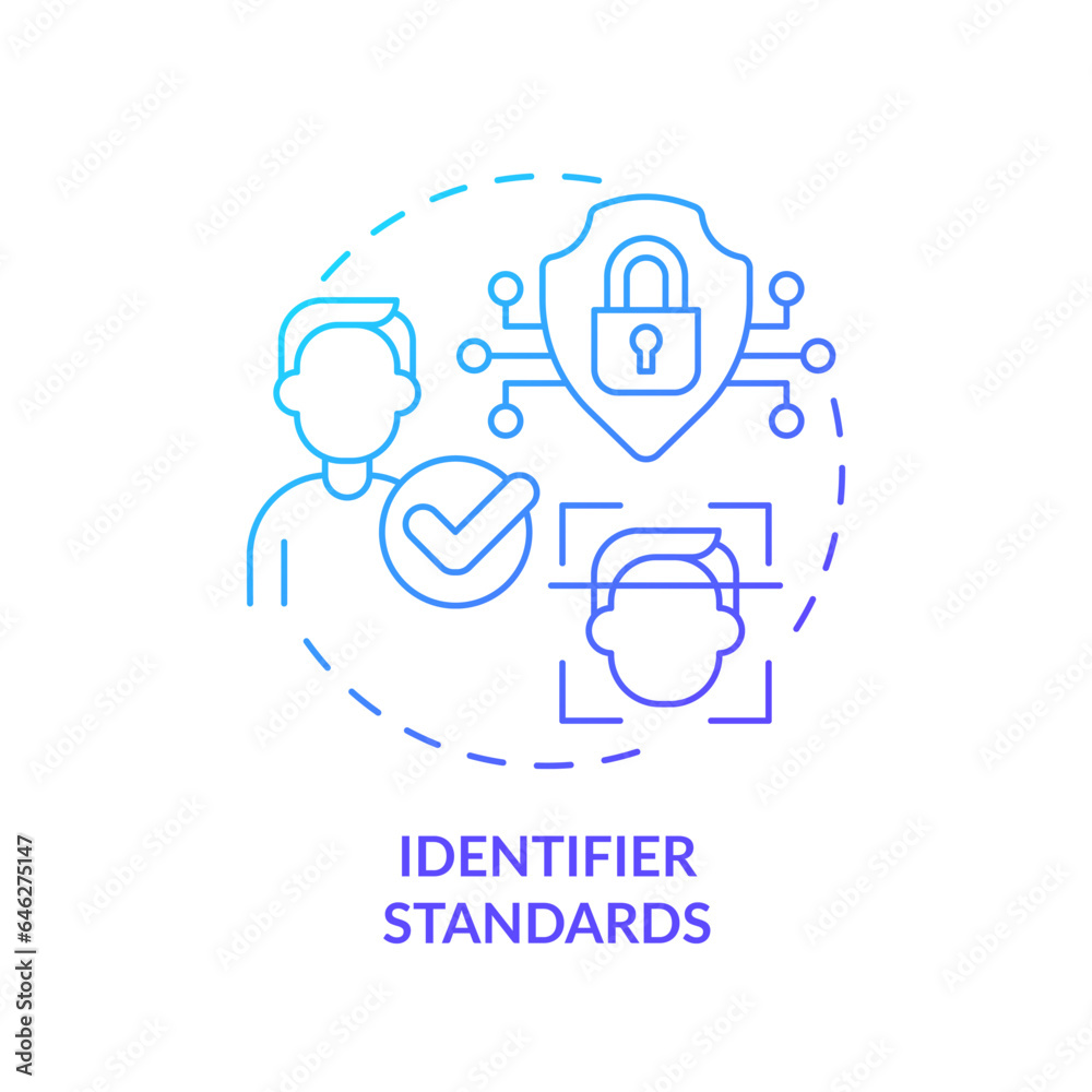 2D gradient blue icon identifier standards concept, isolated vector, health interoperability resources thin line illustration.
