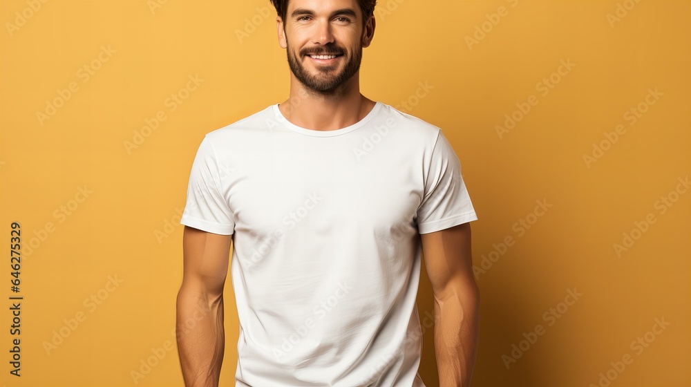 白いTシャツの男性 - obrazy, fototapety, plakaty 