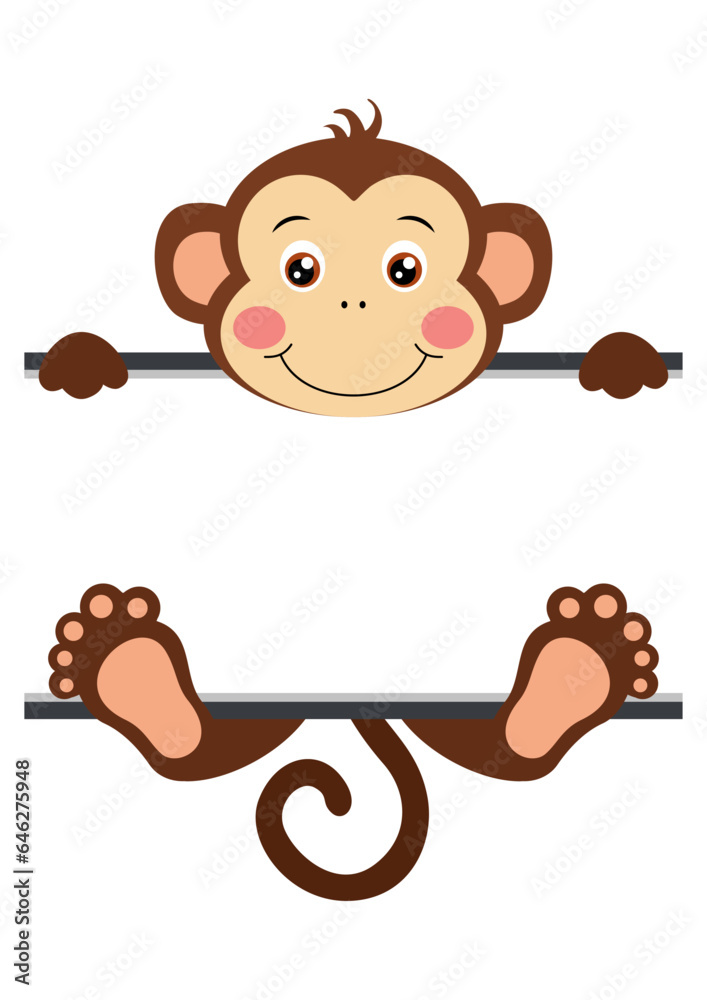 Cute monkey with blank signboard