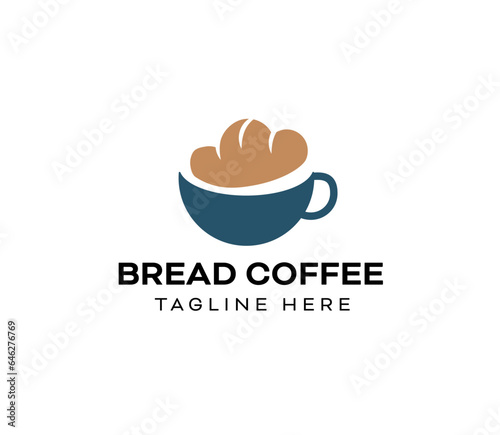 a cup of coffee and bake bread logo vector icon illustration design