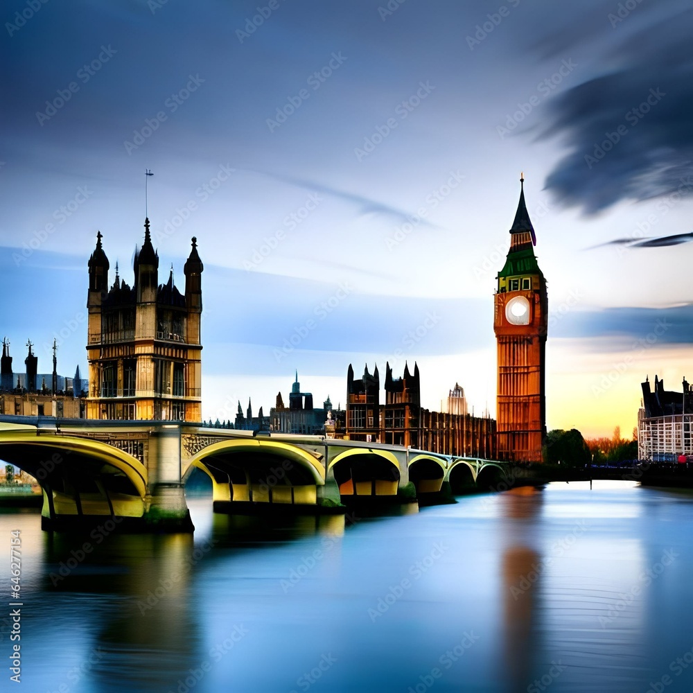 big ben and houses of parliament generating by AI technology