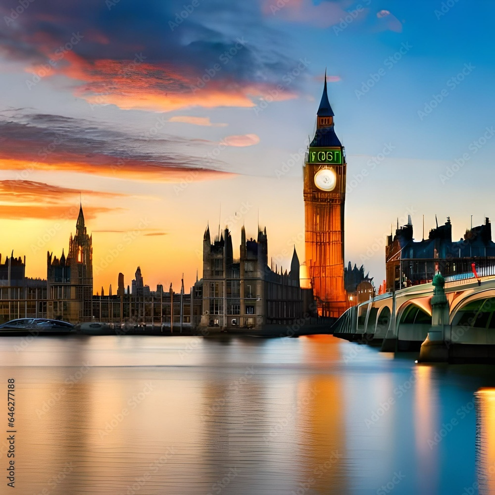 Fototapeta premium big ben at night generating by AI technology