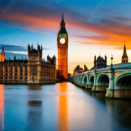 big ben at night generating by AI technology