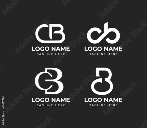 modern elegant monogram letter CB or BC logo design set