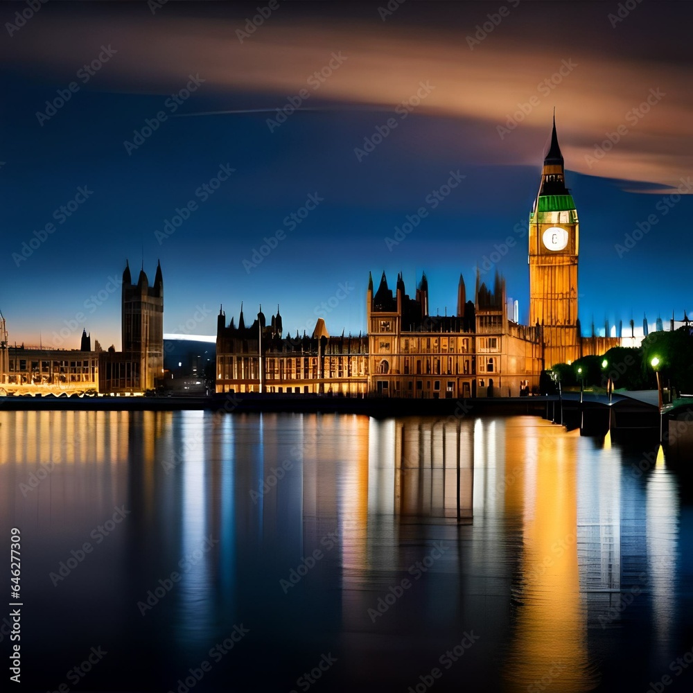 Fototapeta premium big ben at night generating by AI technology