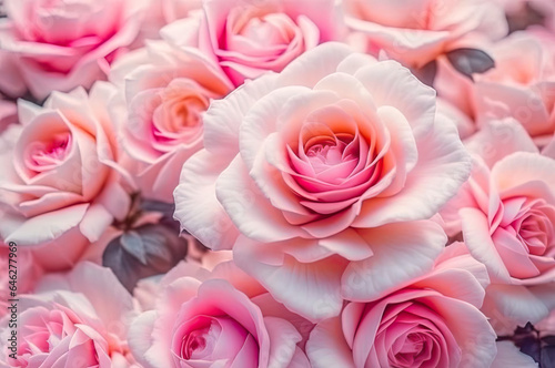Photo of a rose in soft flowers. Background of roses.