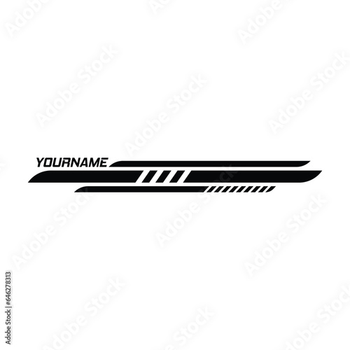 Sports racing stripes. Sports car, motorcycle, boat stickers, striped vehicle tuning bars flat vector illustration set. Tuning Racing Sport Decals