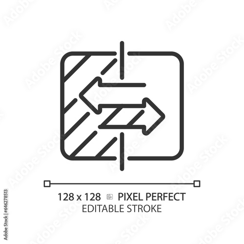 2D pixel perfect customizable black choice icon, isolated vector, thin line illustration representing comparisons.