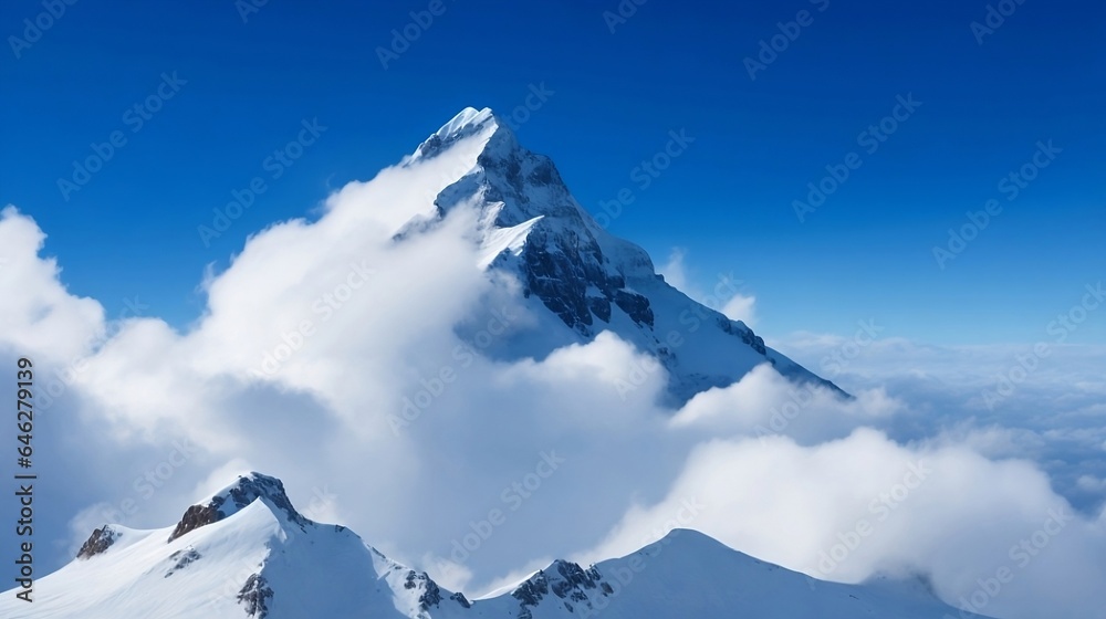 snow covered mountains in winter generated Ai.