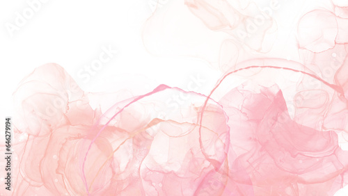 Pink watercolor background abstract texture with color splash design. Soft pastel pink water colour background painted on white paper texture. 