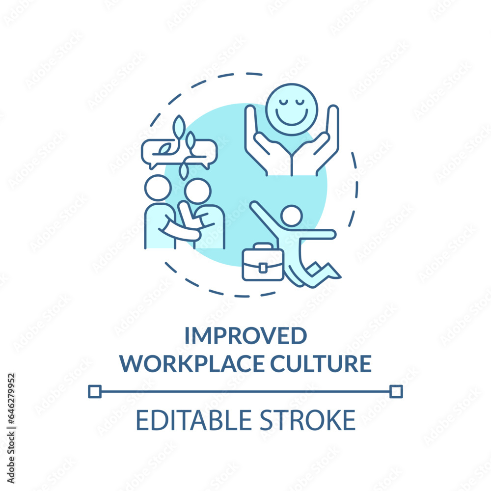 2D editable blue icon improved workplace culture concept, isolated vector, mindful entrepreneurship thin line illustration. 2D editable blue icon improved workplace culture concept, isolated vector, mindful entrepreneurship thin line illustration.